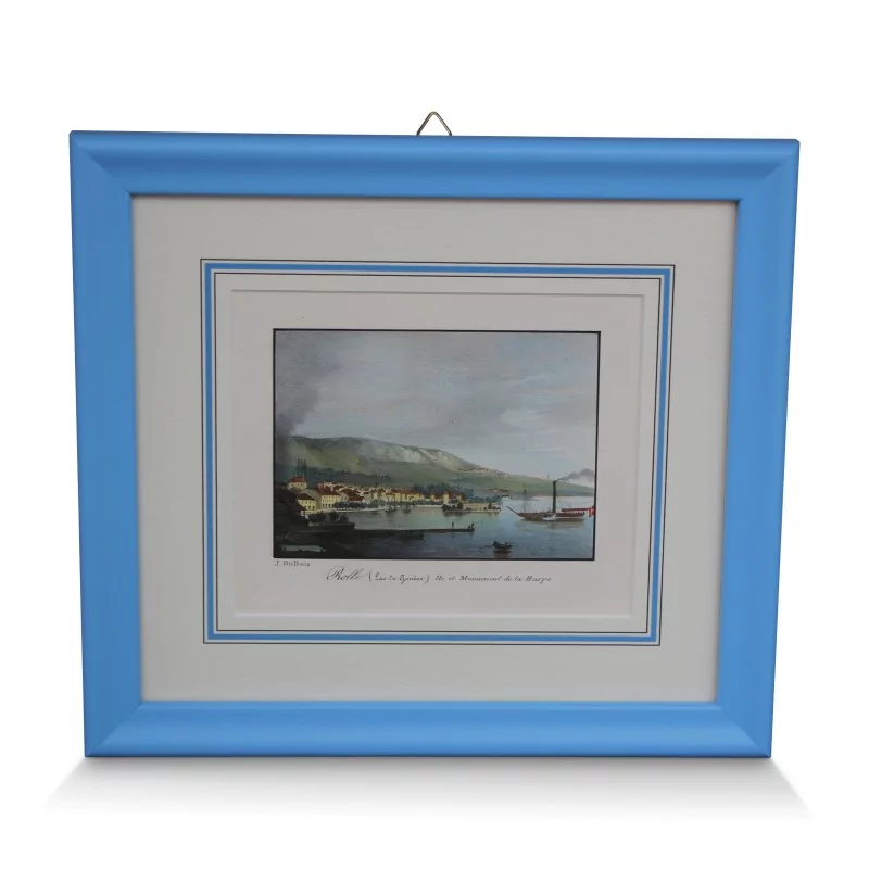 Ein Werk \"Rolle, Insel und Denkmal der Harfe\" signiert J. Dubois - Moinat - Gravüren